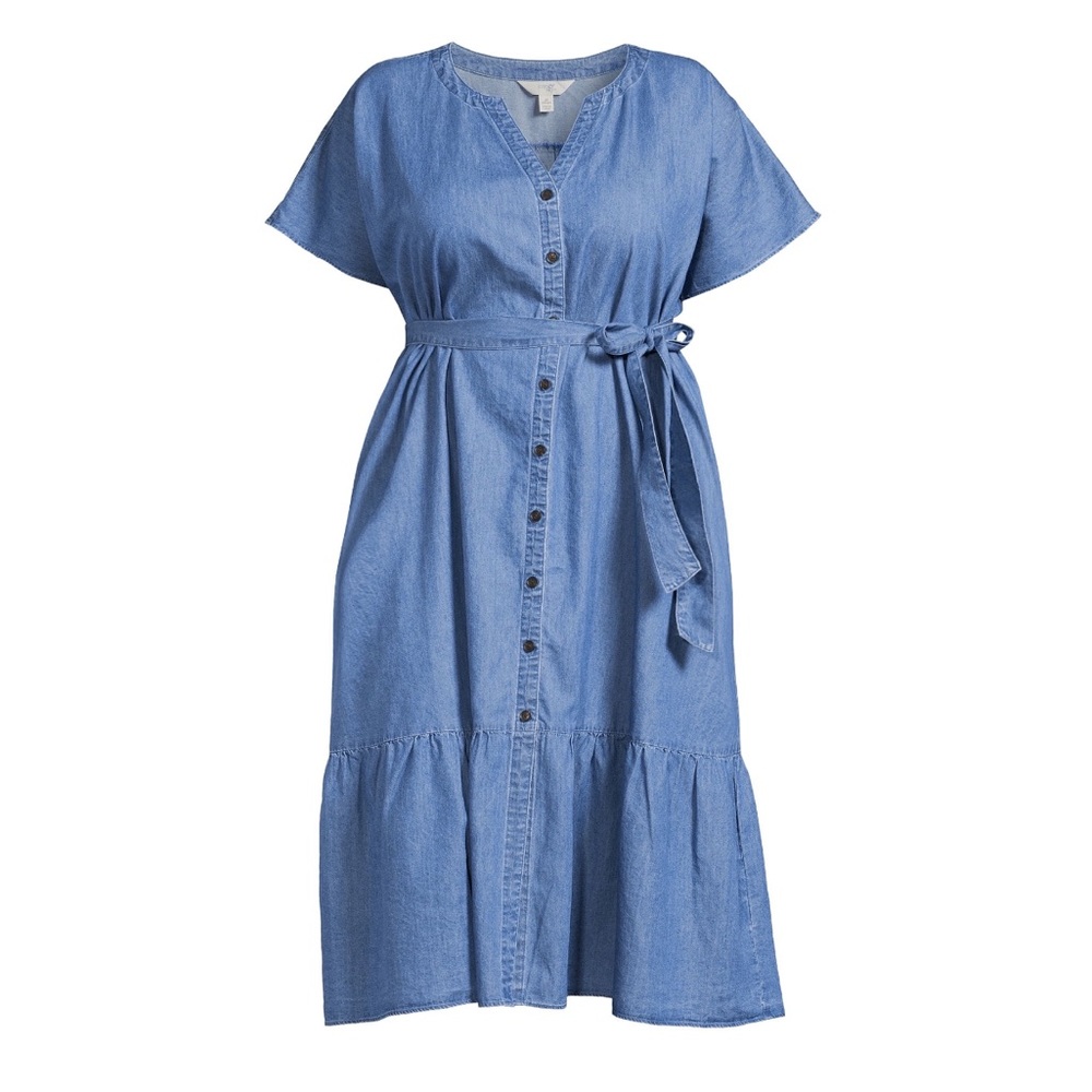 NWT- Terra & Sky Women’s Plus Size Midi Shirt Dress